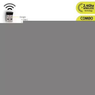 PORT vezeték nélküli egér Vezeték nélküli irodai, USB-A/USB-C dongle, 2, 4Ghz, 1000DPI, fekete