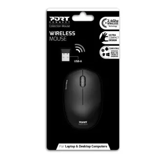 PORT vezeték nélküli egér Wireless COLLECTION, USB-A dongle, 2.4Ghz, 1600DPI, fekete PORT vezeték nélküli egér Wireless COLLECTION, USB-A dongle, 2.4Ghz, 1600DPI, fekete