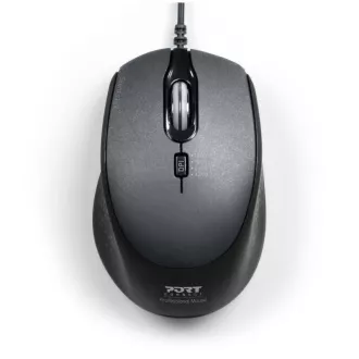 PORT optikai egér SILENT, USB-A/USB-C, 3600 DPI, fekete
