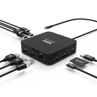 PORT dokkolóállomás USB-C 10v1, 2x4K Display Port, 5x USB-A, USB-C 85W PD, Ethernet, SD PORT dokkolóállomás USB-C 10v1, 2x4K Display Port, 5x USB-A, USB-C 85W PD, Ethernet, SD