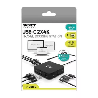 PORT dokkolóállomás USB-C 10v1, 2x4K Display Port, 5x USB-A, USB-C 85W PD, Ethernet, SD PORT dokkolóállomás USB-C 10v1, 2x4K Display Port, 5x USB-A, USB-C 85W PD, Ethernet, SD