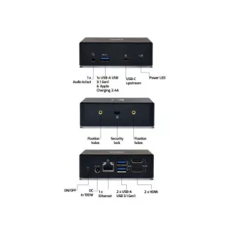 PORT dokkolóállomás 8in1 USB-C, USB-A, kettős videó, HDMI, Ethernet, audio, USB 3.0