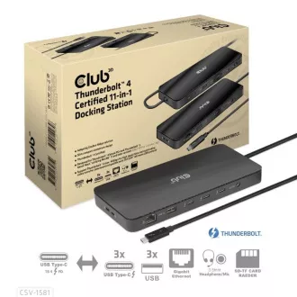 Club3D dokkolóállomás USB-C 11v1, 2xDP, 3xUSB-C, 3xUSB, 1xRJ45, SD kártyaolvasó, fekete színben