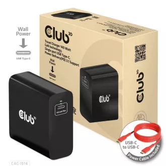Club3D USB-C 140W GaN technológia, 1xUSB-C, PD 3.1 támogatás, Club3D utazási töltő USB-C 140W GaN technológia, 1xUSB-C, PD 3.1 támogatás
