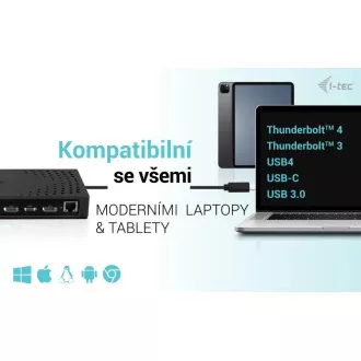 i-tec USB 3.0 / USB-C / Thunderbolt, 3x 4K Docking Station Gen 2   PD 100W