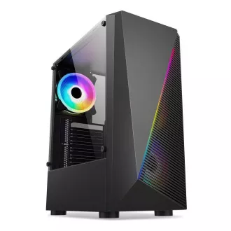 1stCOOL SHARK 2 tok, középső torony, AU, USB 3.0, tápegység nélkül, RGB ventilátor, átlátszó oldallap, fekete színű