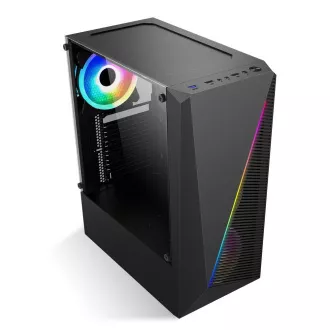 1stCOOL SHARK 2 tok, középső torony, AU, USB 3.0, tápegység nélkül, RGB ventilátor, átlátszó oldallap, fekete színű