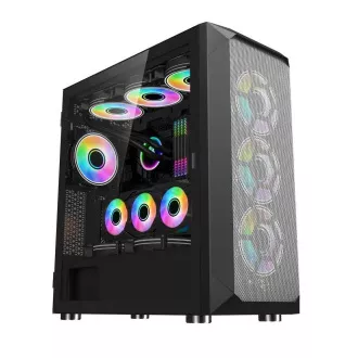 1stCOOL Wind Storm Black MiddleTower ARGB, AU, USB3.0, tápegység nélkül, RGB ventilátor, átlátszó oldalpanel, fekete színű