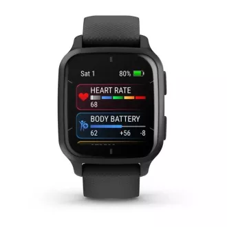 Garmin Venu Sq 2 Music, Slate / Fekete szilikon szíj Garmin Venu Sq 2 Music, Slate / Fekete szilikon szíj