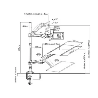Asztali monitor tartó billentyűzet polccal Fiber Mounts M68C1