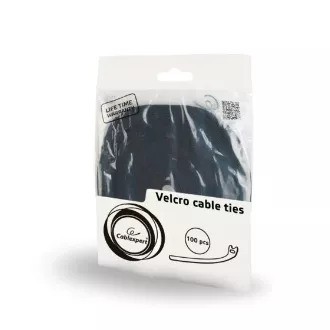 C-Tech CABLEXPERT tépőzáras pántok, 210mm, fekete, 100db csomagban