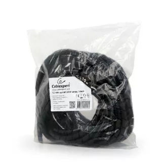 C-Tech CABLEXPERT kábelfeszítő spirál, 12mm, 10 m, fekete