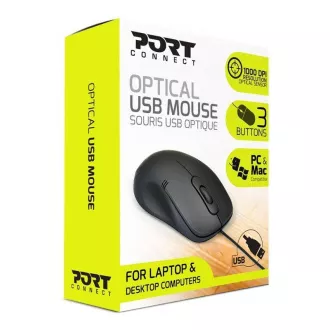 PORT optikai egér Office budget PRO, 1000 DPI, fekete