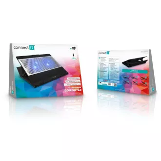 CONNECT IT FrostBlast hűtőpárna laptop alatt kék háttérvilágítással, FEKETE