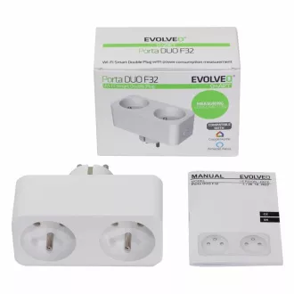 EVOLVEO Porta DUO F32, intelligens Wi-Fi-s dupla aljzat fogyasztásméréssel EVOLVEO Porta DUO F32, intelligens Wi-Fi-s dupla aljzat fogyasztásméréssel