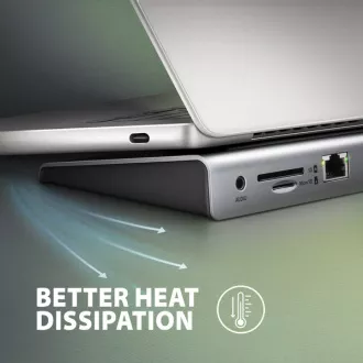 AXAGON HMC-4KX3 USB 5Gbps hub, 3x USB-A, 2x HDMI, DP, RJ-45 GLAN, SD/microSD, audio, PD 100W, USB-C kábel 40cm