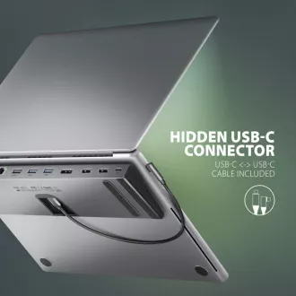 AXAGON HMC-4KX3 USB 5Gbps hub, 3x USB-A, 2x HDMI, DP, RJ-45 GLAN, SD/microSD, audio, PD 100W, USB-C kábel 40cm
