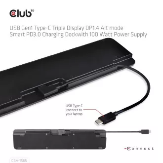 Club3D dokkolóállomás USB-C 14v1, 1xDP, 1xHDMI, 1xVGA, 2xUSB-C, 5xUSB, 1xRJ45, 1x3.5mm, szürke, szürke