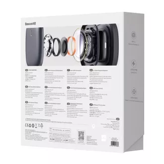 Baseus Bowie H2 TWS vezeték nélküli Bluetooth 5.2 over-ear fejhallgató, szürke Baseus Bowie H2 TWS vezeték nélküli Bluetooth 5.2 over-ear fejhallgató, szürke