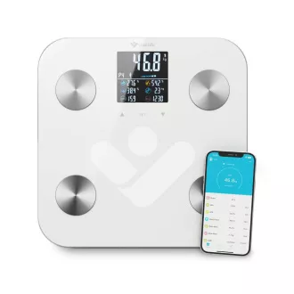 TrueLife FitScale W6 BT - Bioelektromos impedancia bluetooth mérleg - fehér