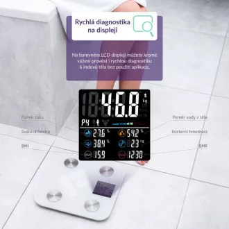 TrueLife FitScale W6 BT - Bioelektromos impedancia bluetooth mérleg - fehér