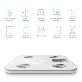 TrueLife FitScale W6 BT - Bioelektromos impedancia bluetooth mérleg - fehér