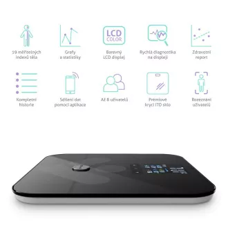 TrueLife FitScale W7 BT - Bioelektromos impedanciás bluetooth mérleg - fekete színű TrueLife FitScale W7 BT - Bioelektromos impedanciás bluetooth mérleg - fekete színű