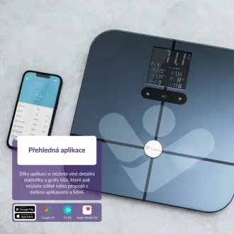 TrueLife FitScale W7 BT - Bioelektromos impedanciás bluetooth mérleg - fekete színű TrueLife FitScale W7 BT - Bioelektromos impedanciás bluetooth mérleg - fekete színű