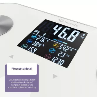 TrueLife FitScale W7 BT - Bioelektromos impedancia Bluetooth mérleg - Fehér színű