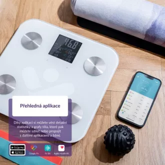 TrueLife FitScale W7 BT - Bioelektromos impedancia Bluetooth mérleg - Fehér színű