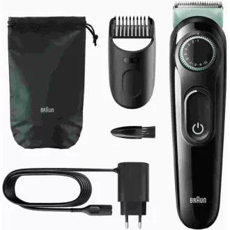 Braun BT3323 szakállvágó, 20 hosszbeállítás, 0,5 mm-től 10 mm-ig, tisztítókefe, fekete színű