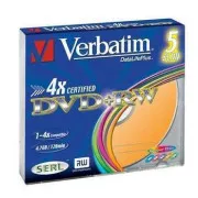 VERBATIM DVD + RW (5 csomagos) Slim / színes // 4x / DLP / 4,7 GB