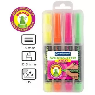 Highlighter Centropen 8542/4 Highlighter Flexi 4 színű ékvég 1-5mm