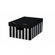Irattartó doboz fedővel 28x37x18cm fekete karton teherbírás 5kg 2db