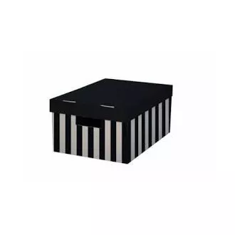 Irattartó doboz fedővel 28x37x18cm fekete karton teherbírás 5kg 2db