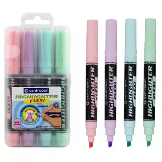 Highlighter Centropen 8542/4 Highlighter Flexi Soft pasztell 4 színű ékvég 1-5mm
