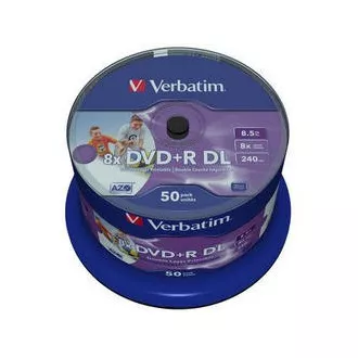VERBATIM DVD + R (50 csomag) DoubleLayer / Spindle / 8X / 8,5 GB / Nyomtatható / NoID
