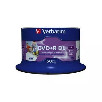 VERBATIM DVD + R (50 csomag) DoubleLayer / Spindle / 8X / 8,5 GB / Nyomtatható / NoID