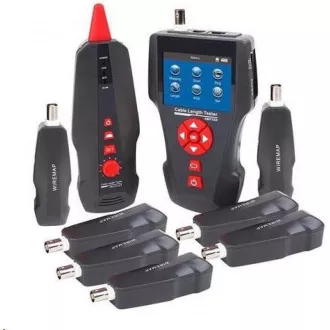 LAN kábel tesztelő TLCD88 LCD kijelzővel, koax, Cat3/Cat5E/Cat6, UTP/STP, USB, PoE, ping, szonda, 8x loopback