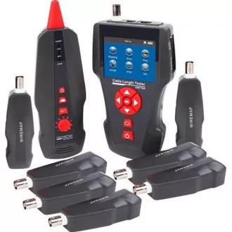 LAN kábel tesztelő TLCD88 LCD kijelzővel, koax, Cat3/Cat5E/Cat6, UTP/STP, USB, PoE, ping, szonda, 8x loopback