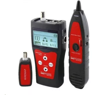 LAN kábel tesztelő TLCD76 LCD kijelzővel, koax, Cat3/Cat5E/Cat6, UTP/STP, USB, szondával