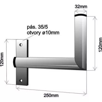 Antenna fali tartó ablakra, övvel, bal oldali rögzítés, horganyzott cink, hossza 25cm, átmérő 3, 2cm Antenna fali tartó ablakra, övvel, bal oldali rögzítés, horganyzott cink, hossza 25cm, átmérő 3, 2cm