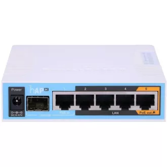 MikroTik hAP ac, 720MHz CPU, 128MB RAM, 5x LAN, 2.4 5GHz, Wi-Fi 802.11b/g/n/ac, SFP slot, incl. L4