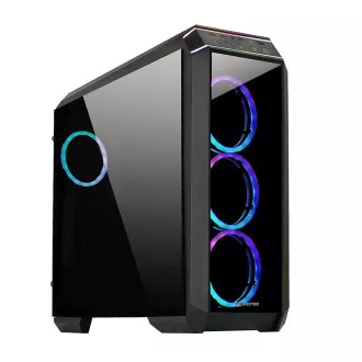 CHIEFTEC tok STALLION II, ATX, 1x USB-C 3.2, 2x USB 3.1, 1x USB 2.0, 4x 120mm RGB ventilátor, fekete színű