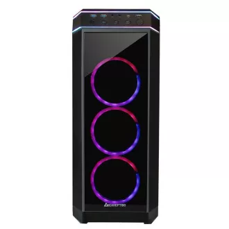 CHIEFTEC tok STALLION II, ATX, 1x USB-C 3.2, 2x USB 3.1, 1x USB 2.0, 4x 120mm RGB ventilátor, fekete színű