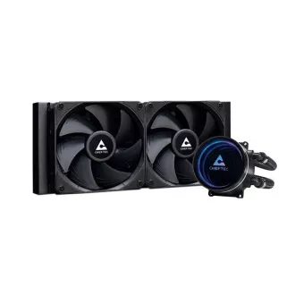 CHIEFTEC CPU vízhűtés Iceberg 240 Dark, 2x120mm, ARGB vízblokk, LGA1851, AM5, fekete, fekete CHIEFTEC CPU vízhűtés Iceberg 240 Dark, 2x120mm, ARGB vízblokk, LGA1851, AM5, fekete, fekete