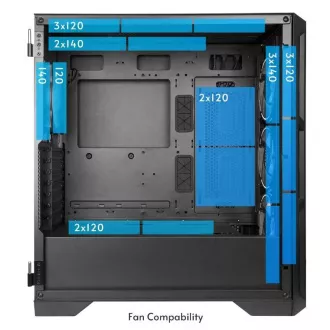 CHIEFTEC APEX LUMO tok, E-ATX, 1x USB-C 3.2, 2x USB 3.0, 4x 140mm ARGB ventilátor, ARGB Hub, fekete színű