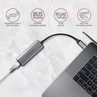 AXAGON ADE-25RC USB-C 3.2 Gen 1 - 2.5 Gigabit Ethernet hálózati kártya, Realtek 8156, automatikus telepítés, szürke színű AXAGON ADE-25RC USB-C 3.2 Gen 1 - 2.5 Gigabit Ethernet hálózati kártya, Realtek 8156, automatikus telepítés, szürke színű