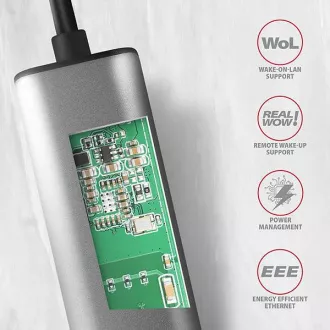 AXAGON ADE-25RC USB-C 3.2 Gen 1 - 2.5 Gigabit Ethernet hálózati kártya, Realtek 8156, automatikus telepítés, szürke színű AXAGON ADE-25RC USB-C 3.2 Gen 1 - 2.5 Gigabit Ethernet hálózati kártya, Realtek 8156, automatikus telepítés, szürke színű