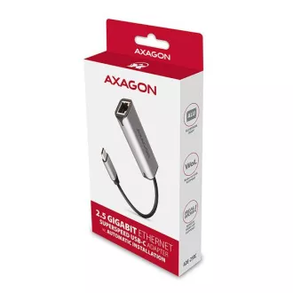 AXAGON ADE-25RC USB-C 3.2 Gen 1 - 2.5 Gigabit Ethernet hálózati kártya, Realtek 8156, automatikus telepítés, szürke színű AXAGON ADE-25RC USB-C 3.2 Gen 1 - 2.5 Gigabit Ethernet hálózati kártya, Realtek 8156, automatikus telepítés, szürke színű